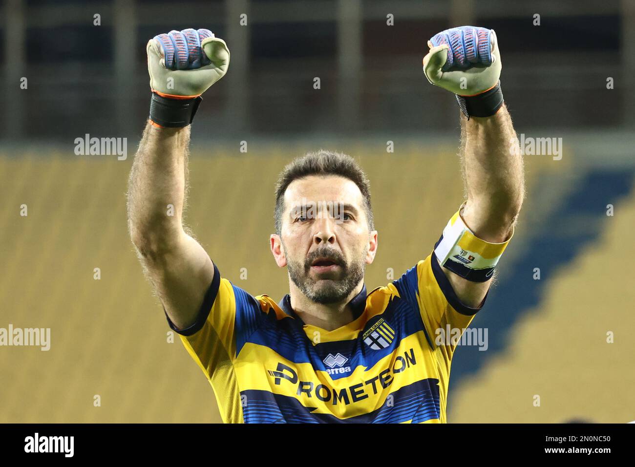 Parma, Italy. 05th Feb, 2023. Tardini Stadium, 05.02.23 Goalkeeper  Gianluigi Buffon (1 Parma) after the Serie B match between Parma and Genoa  at Tardini Stadium in Parma, Italia Soccer (Cristiano Mazzi/SPP) Credit