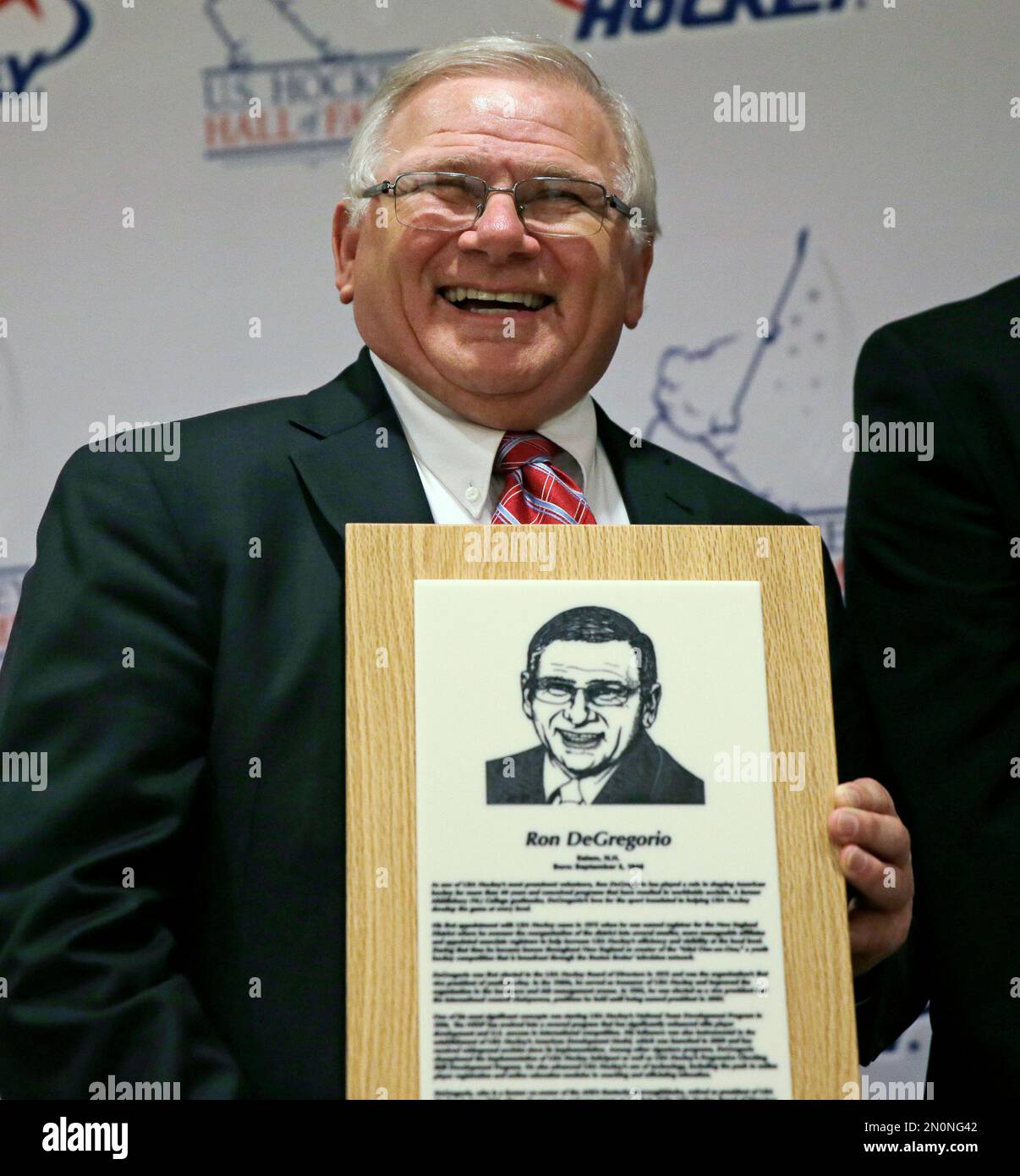 U.S. Hockey Hall of Fame Class of 2015 inductee Ron DeGregorio poses