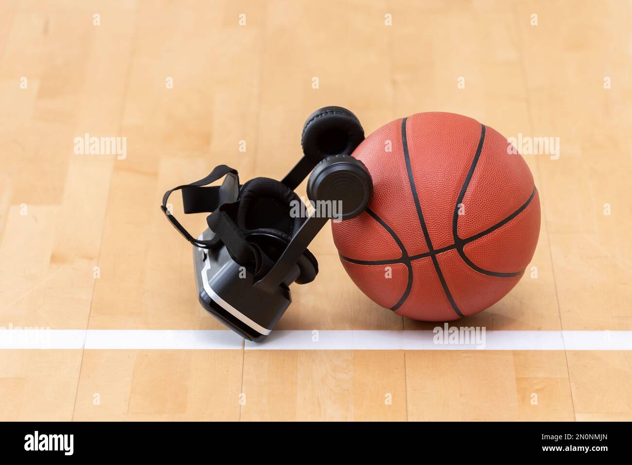 Interactive glasses and basketball ball in a physical education lesson