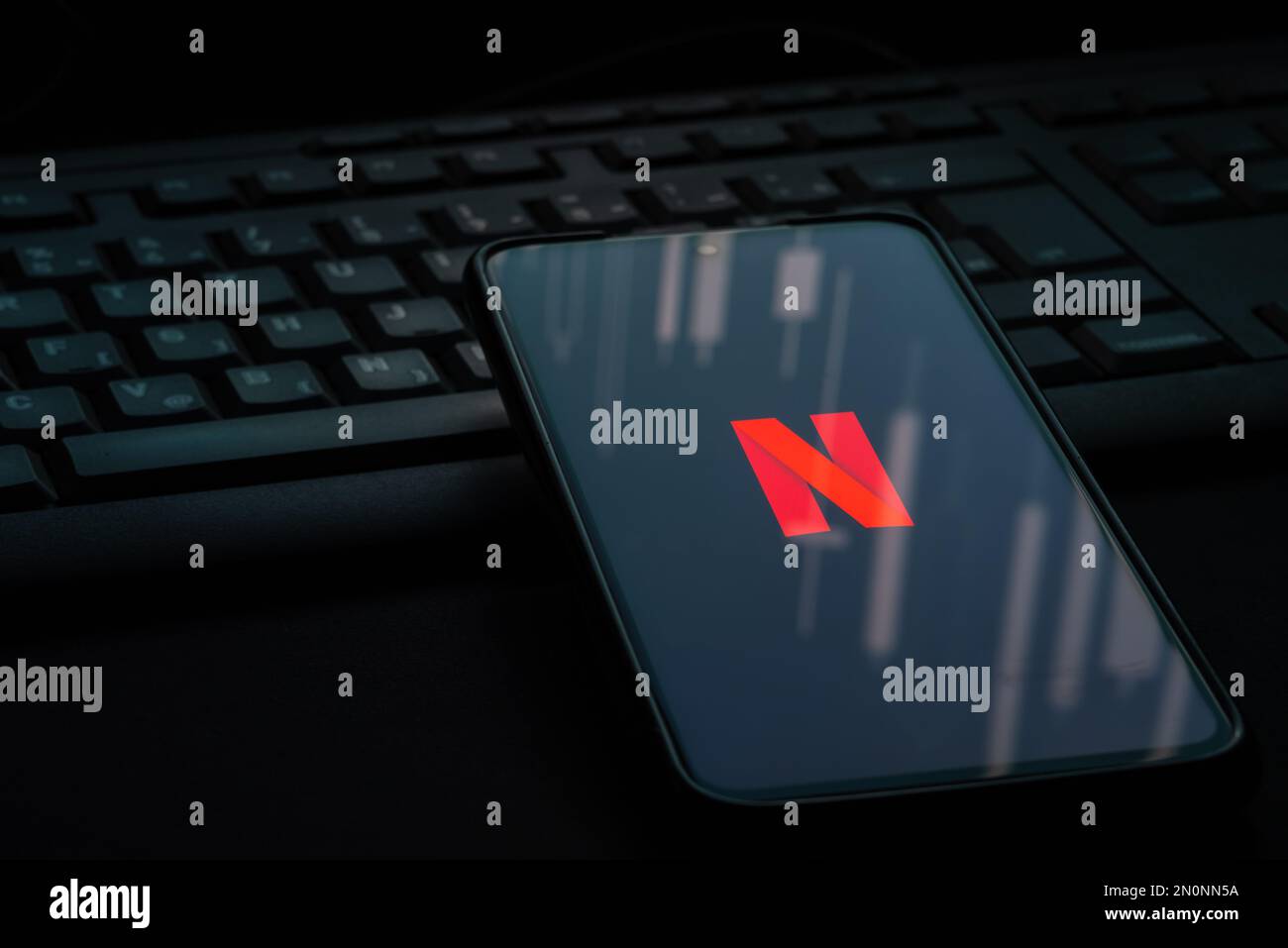 Ljubljana, Slovenia - 21 January 2023: Netflix logo on smartphone