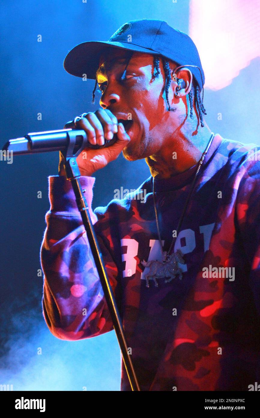 Travis Scott performs as the opener for The Weeknd at Philips Arena on