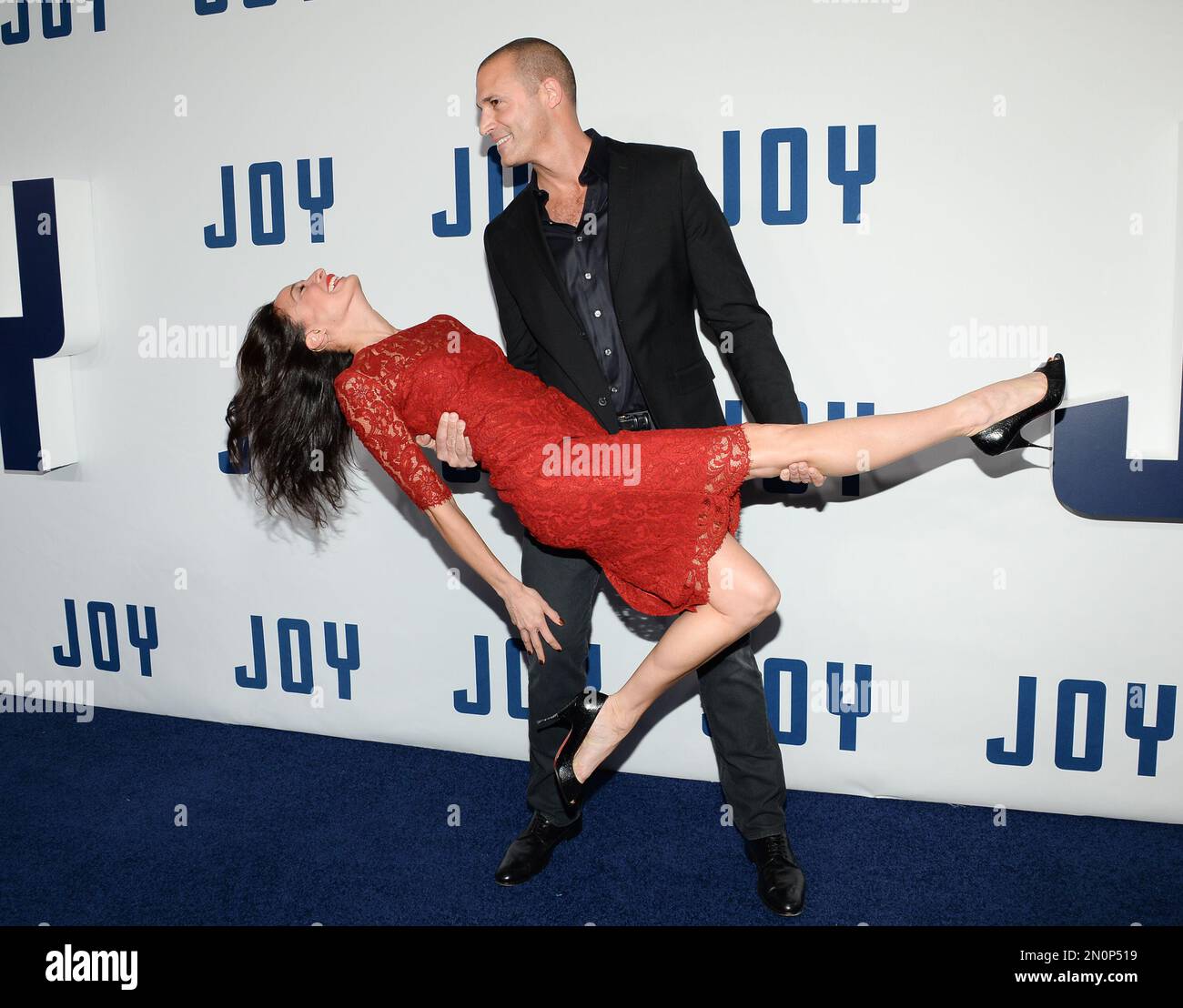 Nigel Barker and wife Cristen Barker attend the world premiere of "Joy