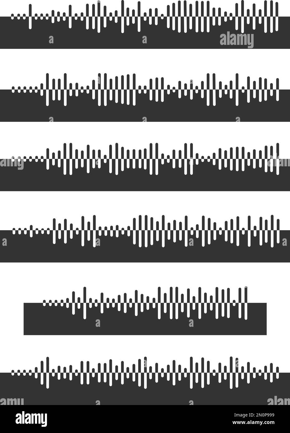 Set of sound wave icons. Pulse pictograms. Radio signal signs. Voice message, audio file symbols