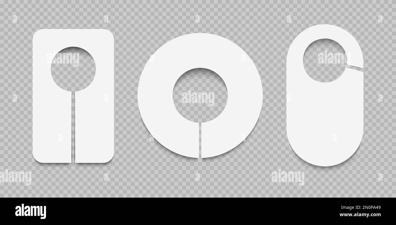 Set of blank door hangers or closet dividers isolated on transparent