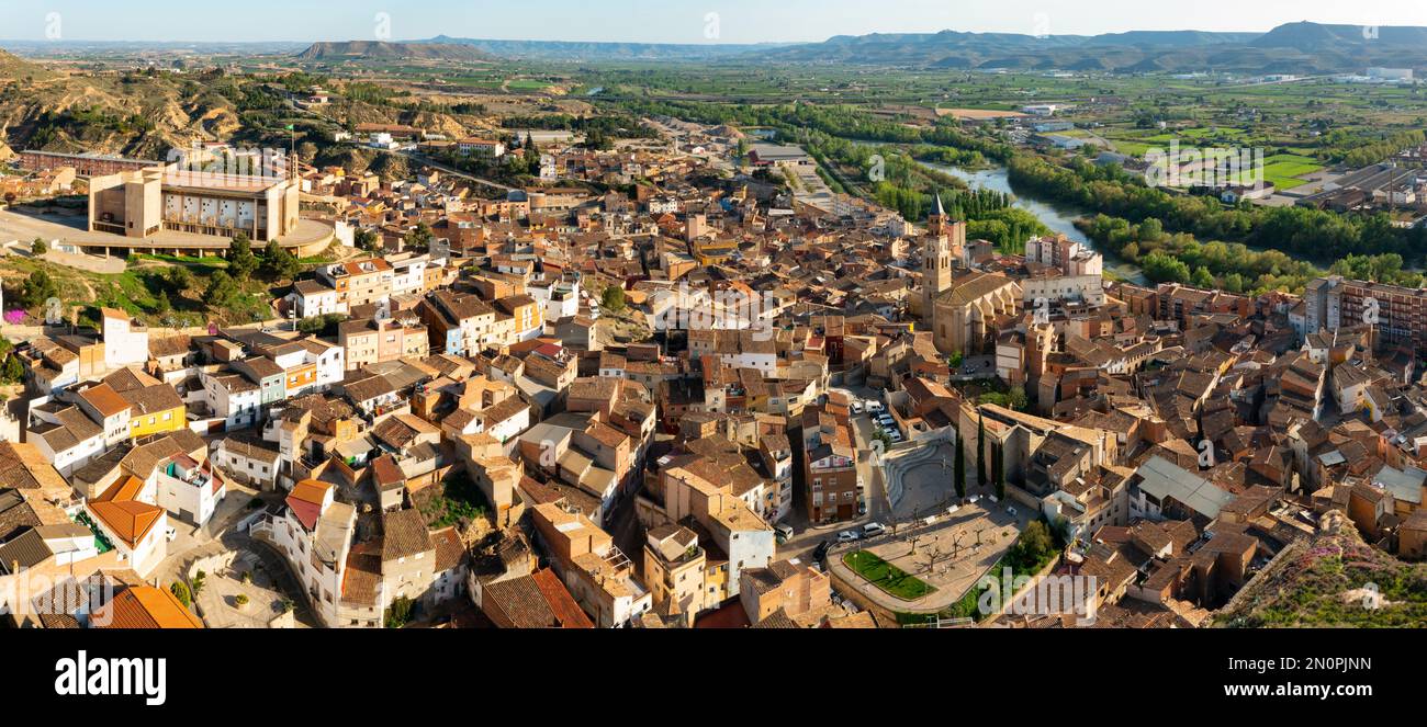 Bird's eye view of Spanish town Fraga Stock Photo