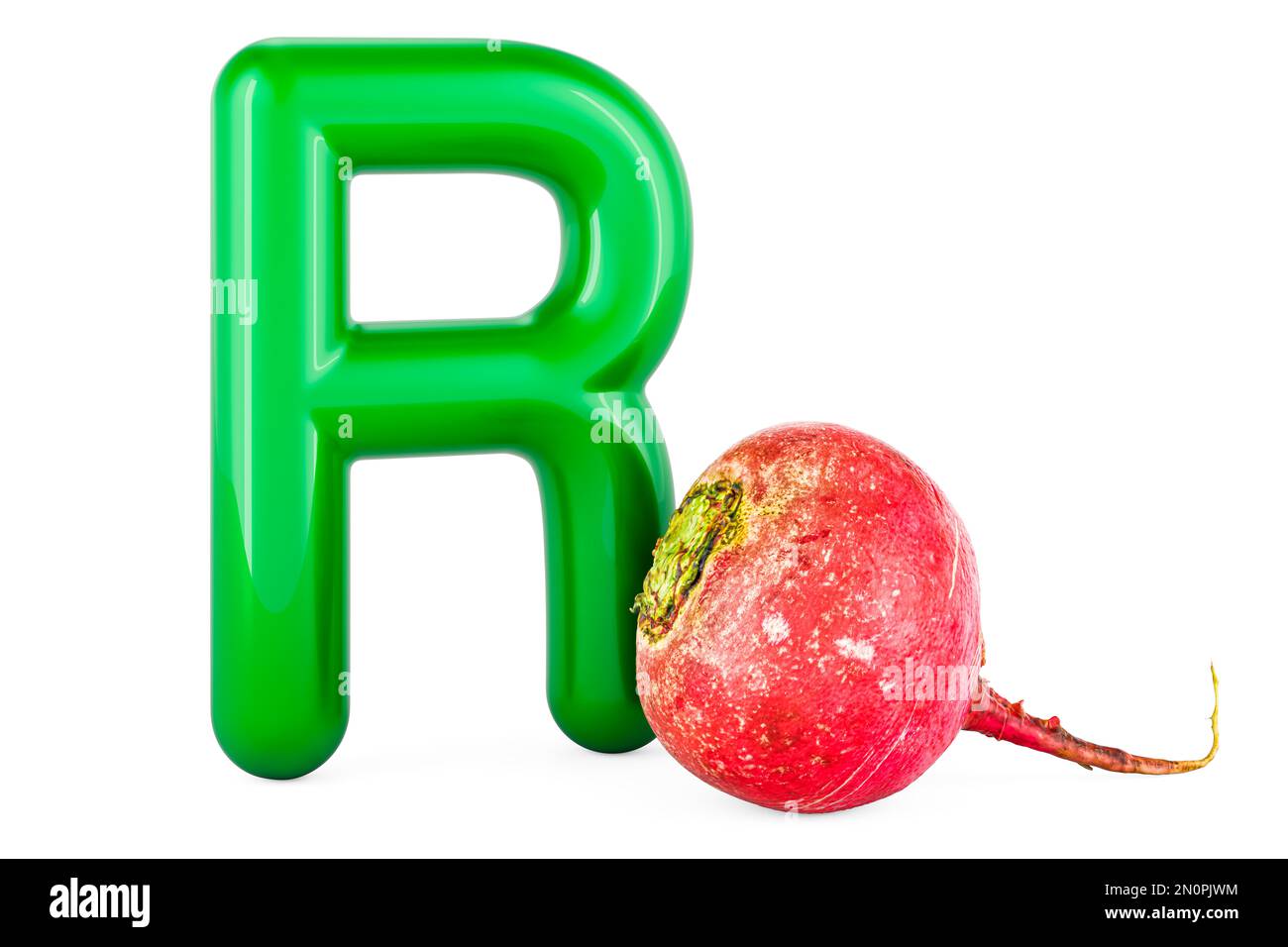 Kids ABC, Letter R with radish. 3D rendering isolated on white ...