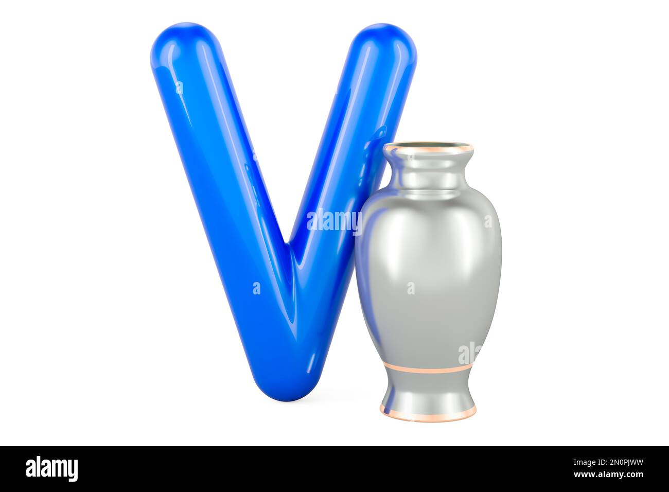 Kids ABC Letter V With Vase 3D Rendering Isolated On White Background Kids abc letter v with vase 3d rendering isolated on white background