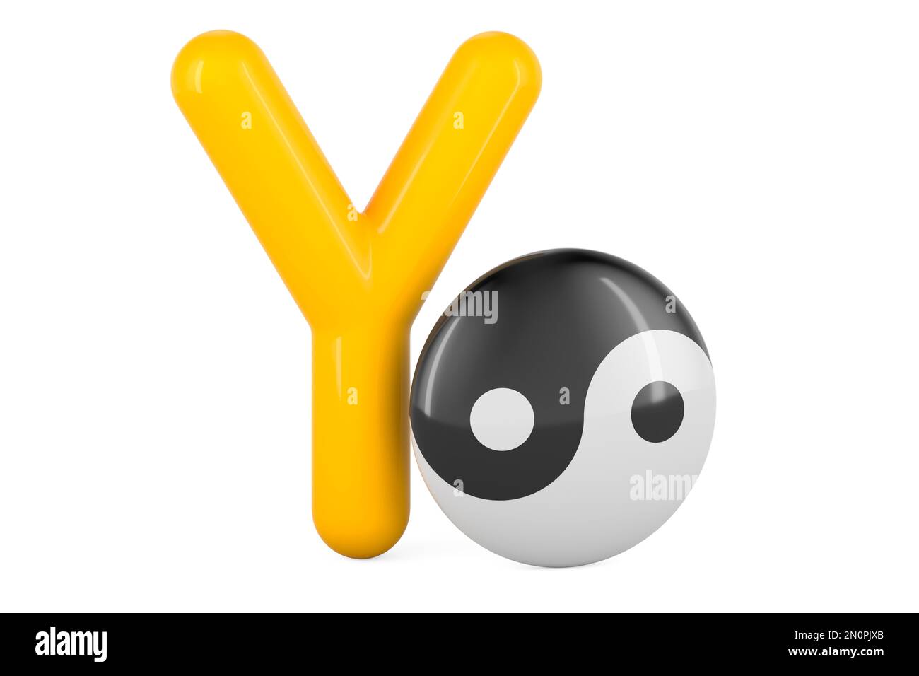 Kids ABC, Letter Y with Yin Yang. 3D rendering isolated on white background Stock Photo
