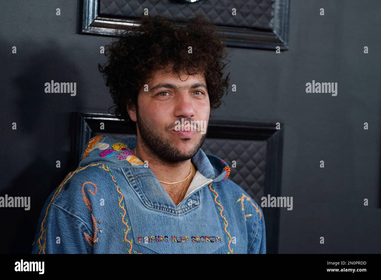 Benny Blanco arrives at the 65th annual Grammy Awards on Sunday, Feb. 5