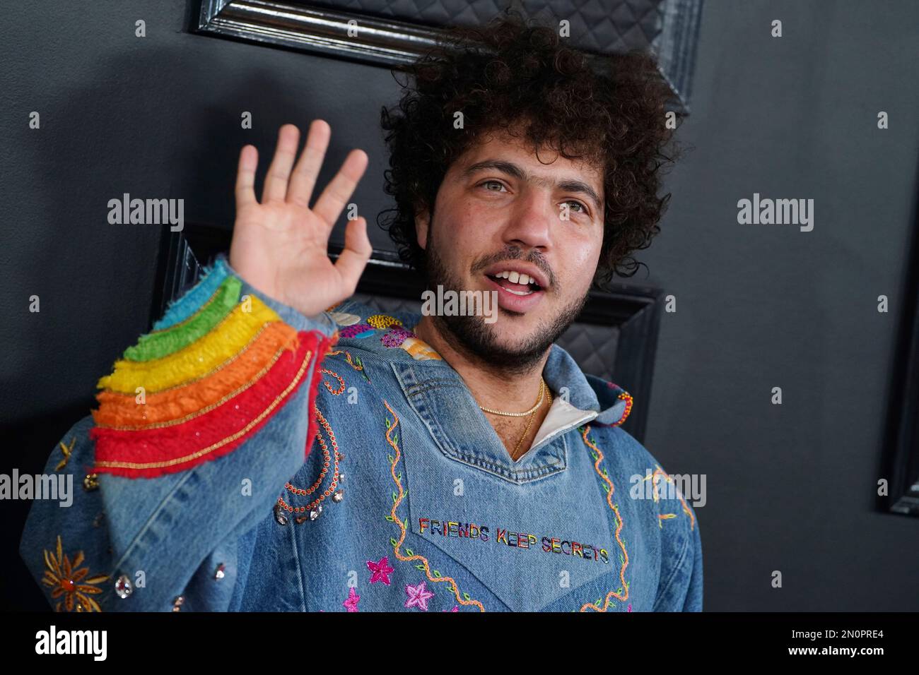 Benny Blanco arrives at the 65th annual Grammy Awards on Sunday, Feb. 5