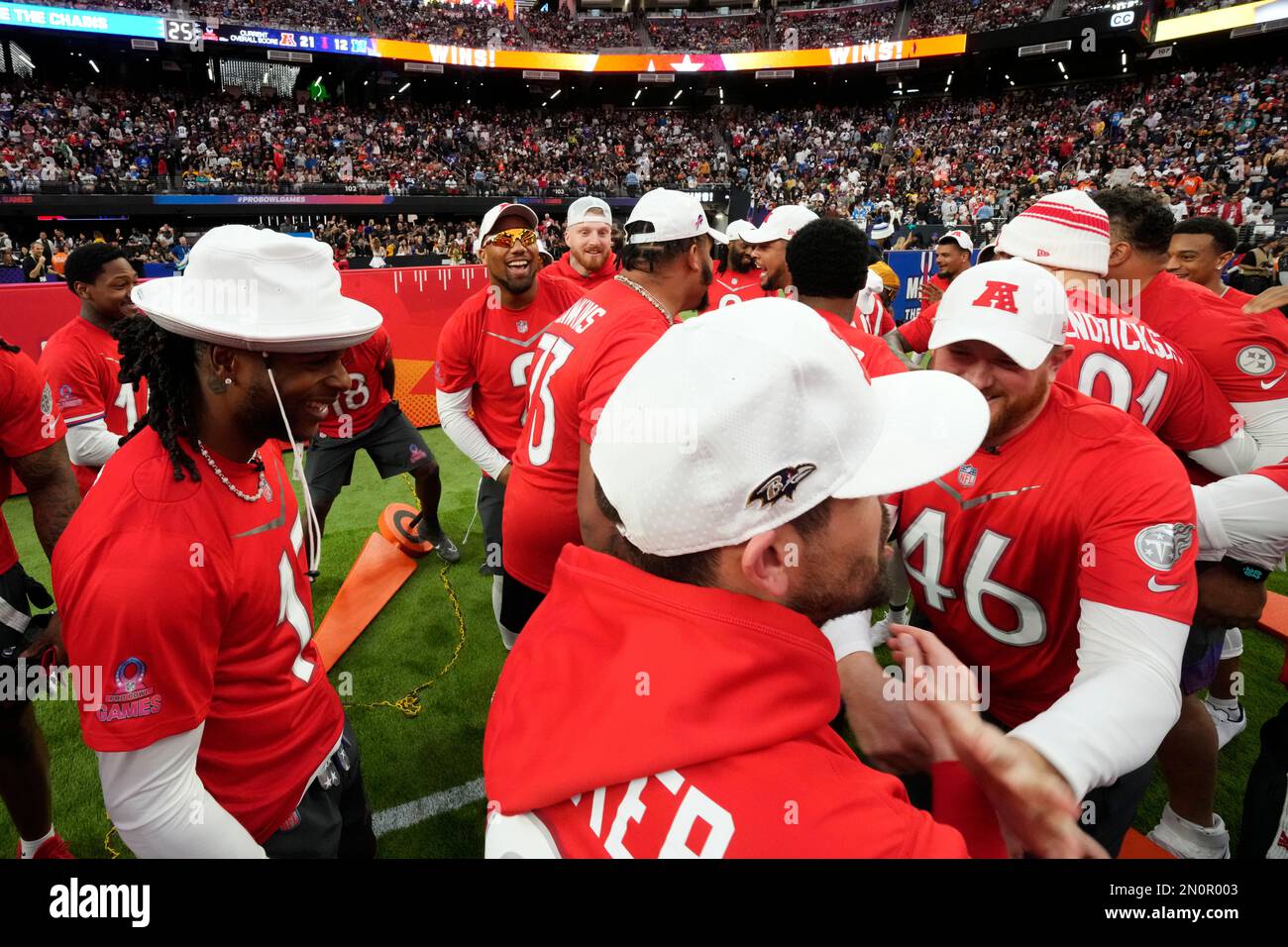 The AFC celebrate after participating in the Move The Chains event at