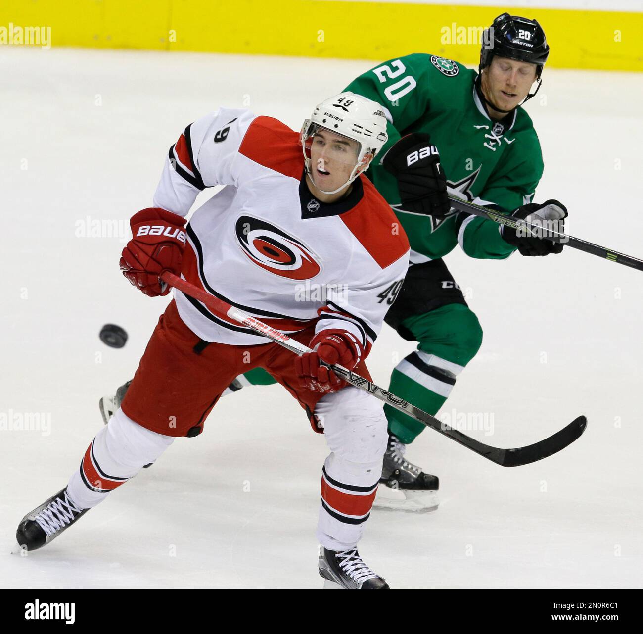Carolina Hurricanes center Victor Rask (49) and Dallas Stars center ...