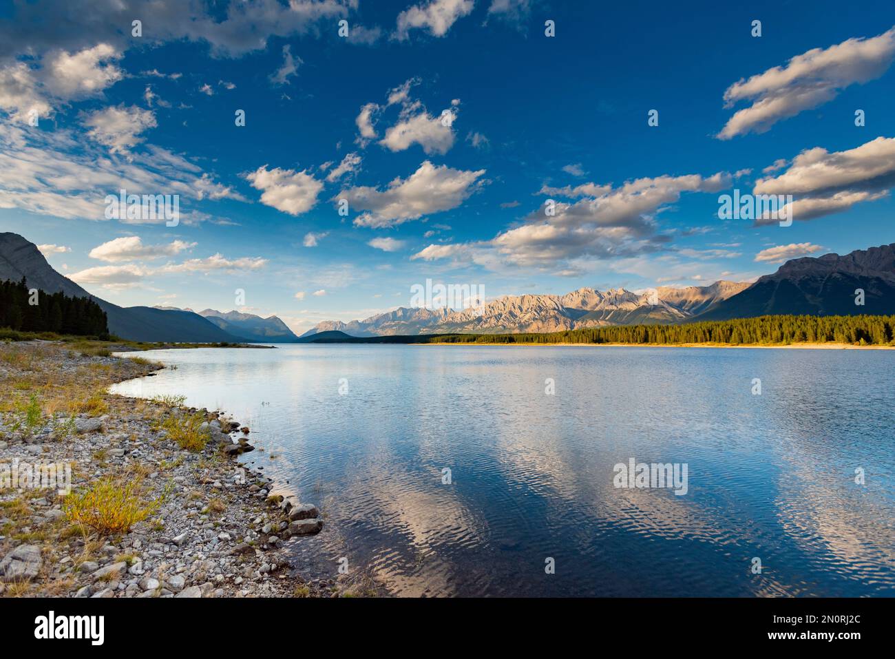 Lakeshore views of the Canadian Rocky Mountain, Interlakes Campground