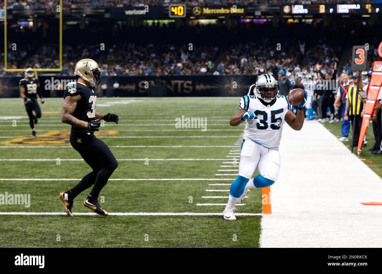 Carolina Panthers running back Brandon Wegher (32) scores a touchdown ...