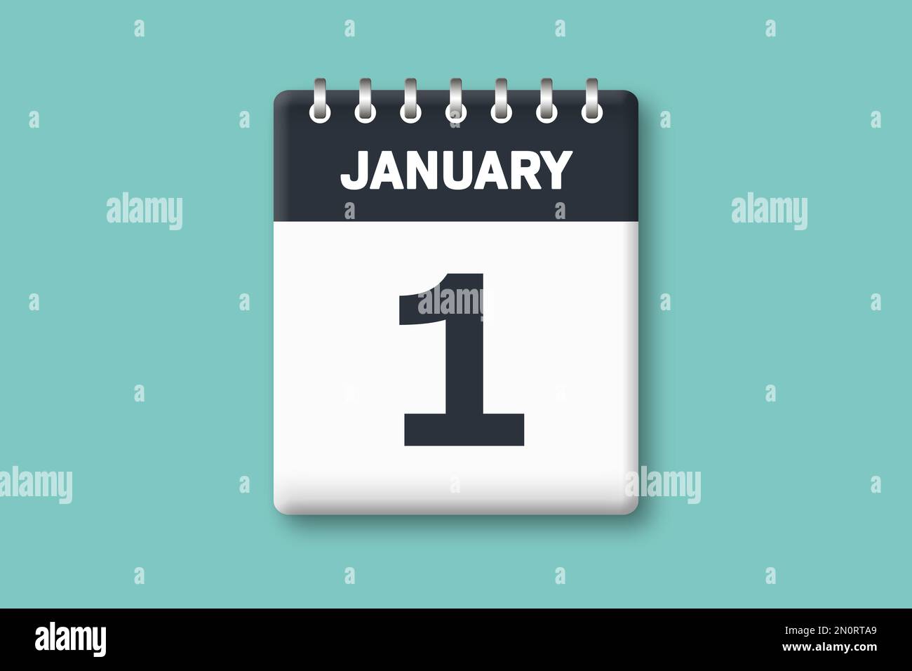 January 1 - Calender Page / Sheet with Date - 1st of January on Cyan ...