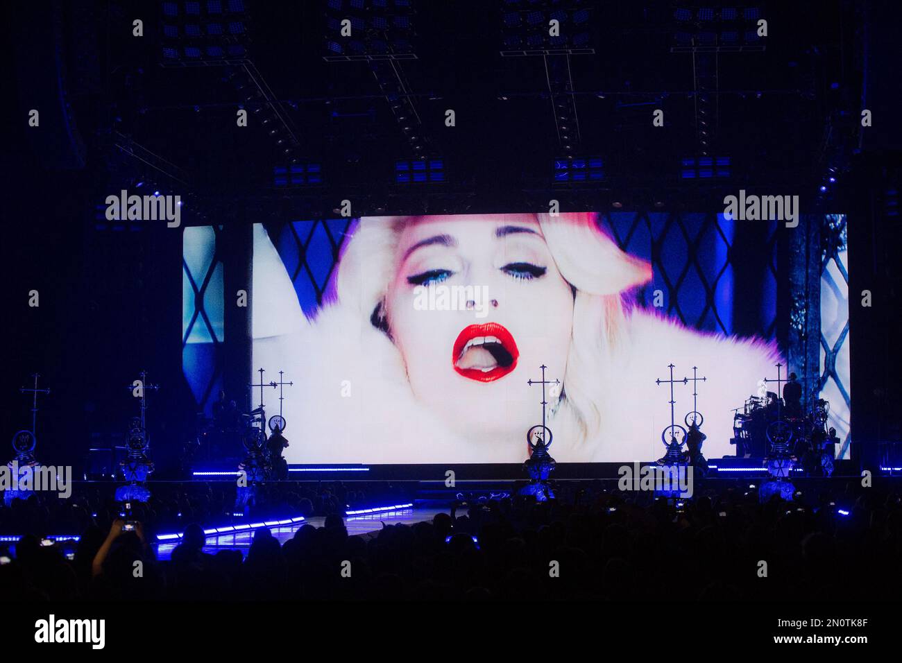 Madonna performs on stage at the o2 arena in London, as part of her ...