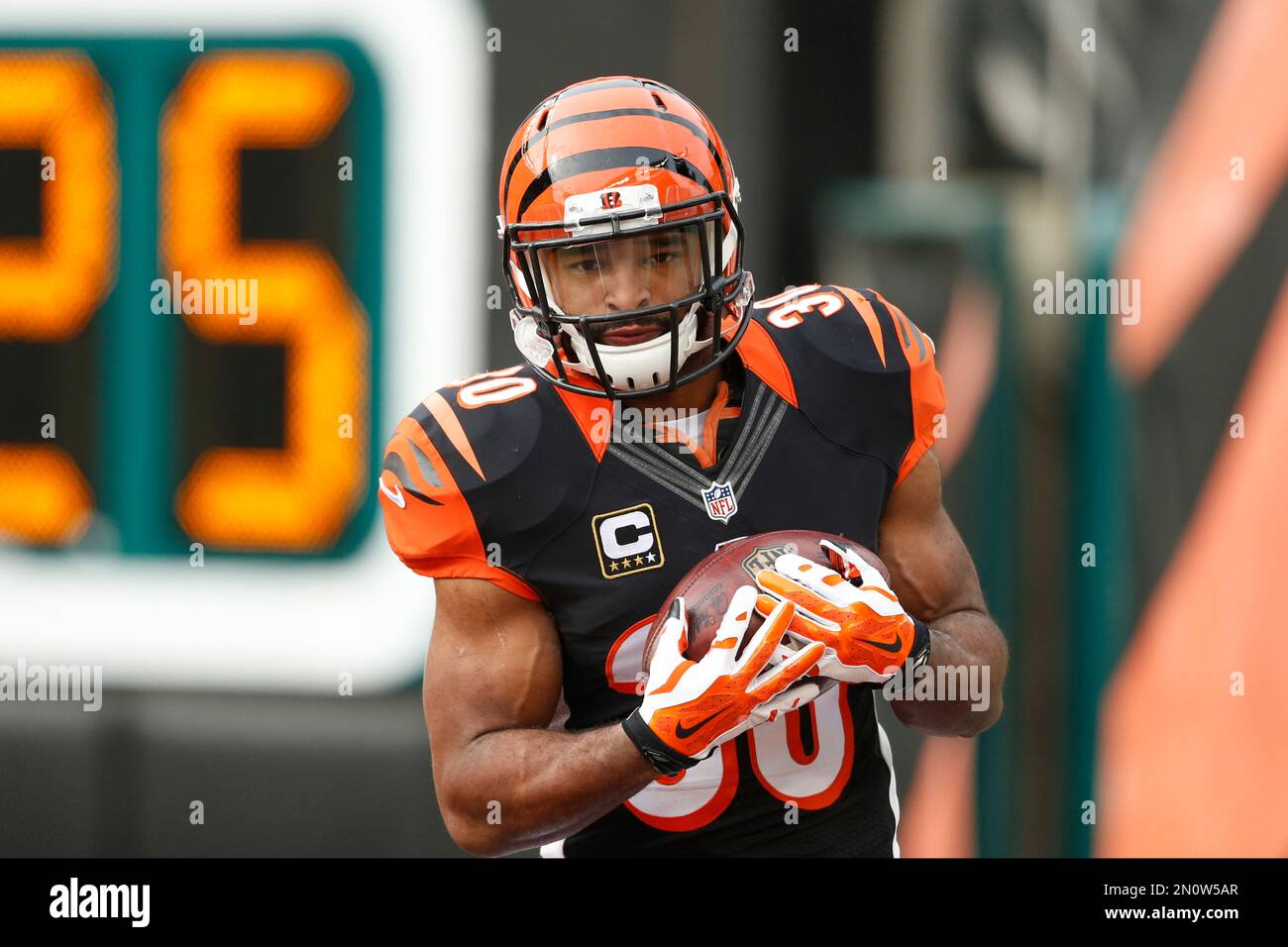 Cincinnati Bengals running back Cedric Peerman warms up prior to an NFL  football game against the Buffalo Bills, Sunday, Oct. 2, 2011, in  Cincinnati. (AP Photo/Al Behrman Stock Photo - Alamy