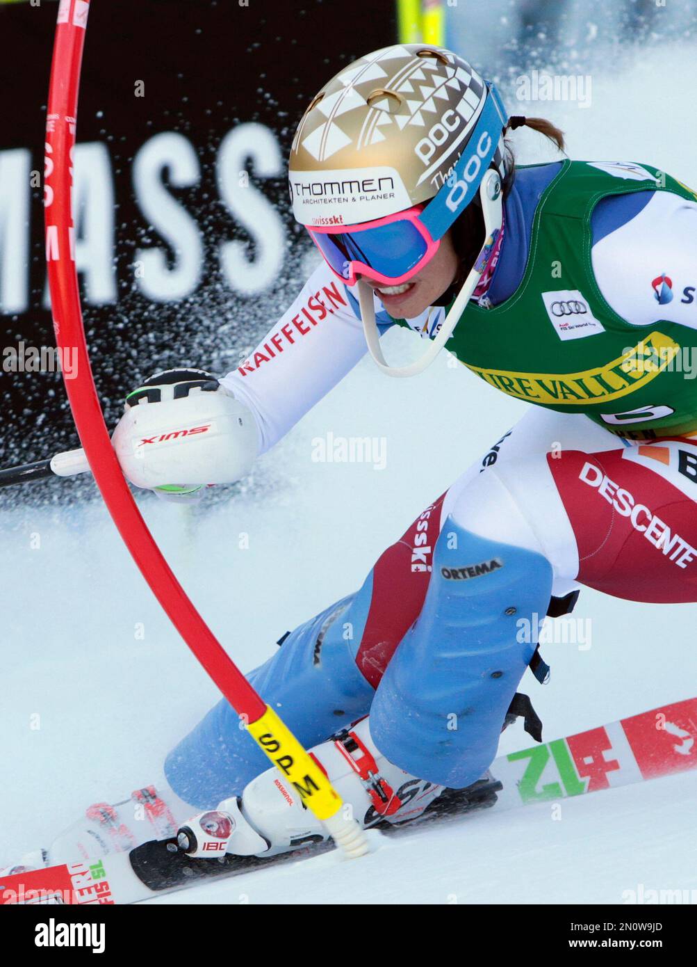 Switzerland's Michelle Gisin speeds down the course during the women's