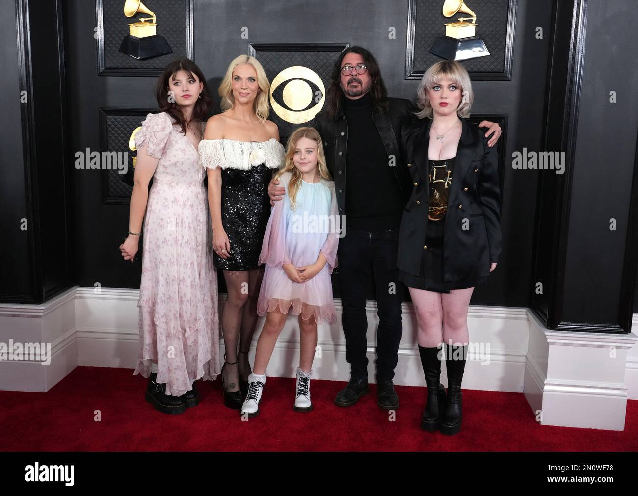 Harper Groh, from left, Jordyn Blum, Ophelia Grohl, Dave Grohl, and