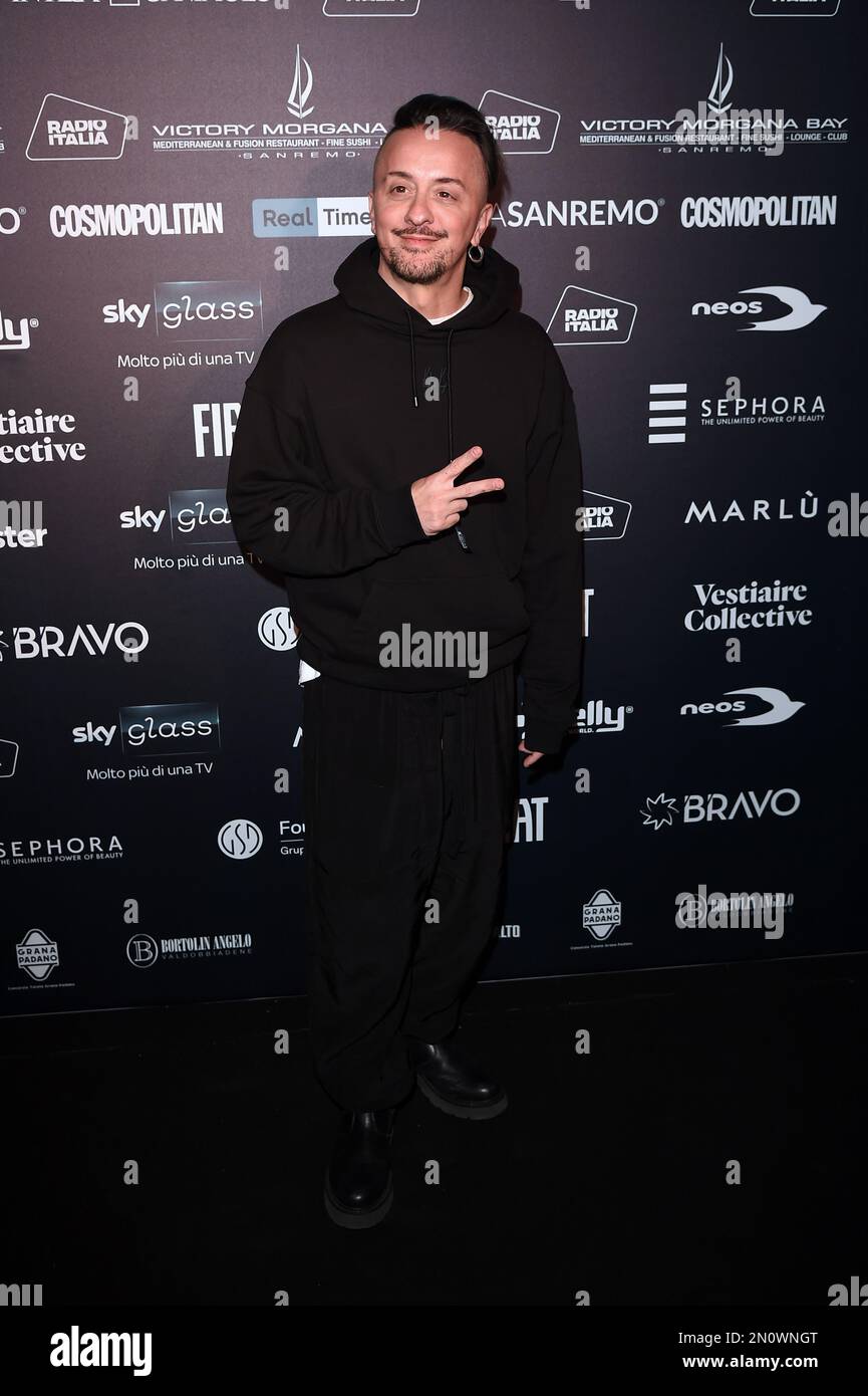 San Remo, Italy. 06th Feb, 2023. Sanremo, 73rd Italian Song Festival -  Arrivals at the Radio Italia party. Pictured: Dardust Credit: Independent  Photo Agency/Alamy Live News Stock Photo - Alamy