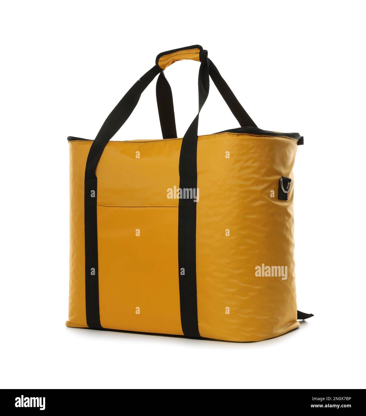 Modern yellow thermo bag isolated on white Stock Photo Alamy