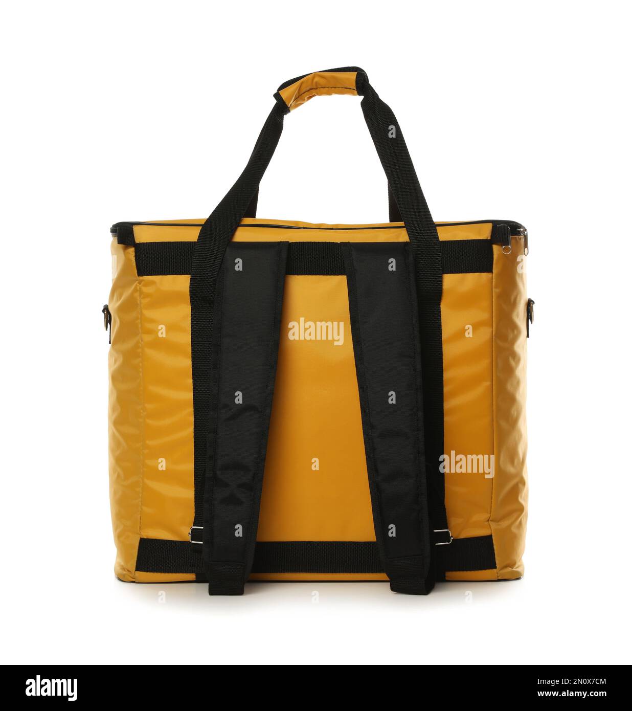 Modern yellow thermo bag isolated on white Stock Photo Alamy