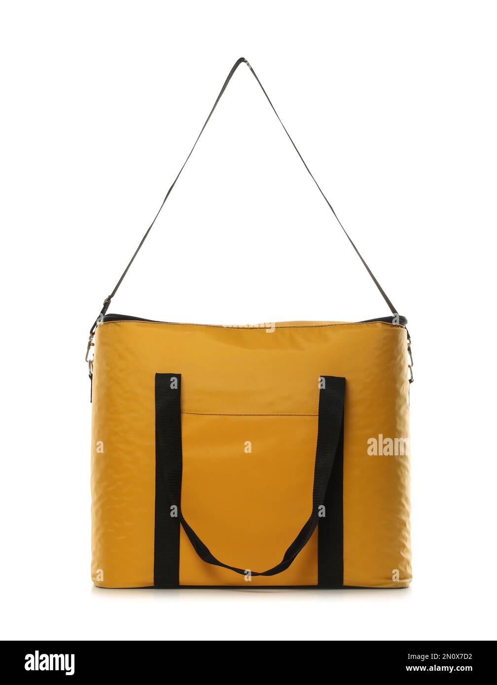 Modern yellow thermo bag isolated on white Stock Photo Alamy