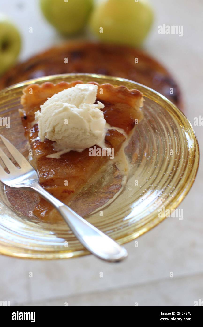 This October 19, 2015 photo shows apple tart with cinnamon creme fraiche in Concord, NH. When