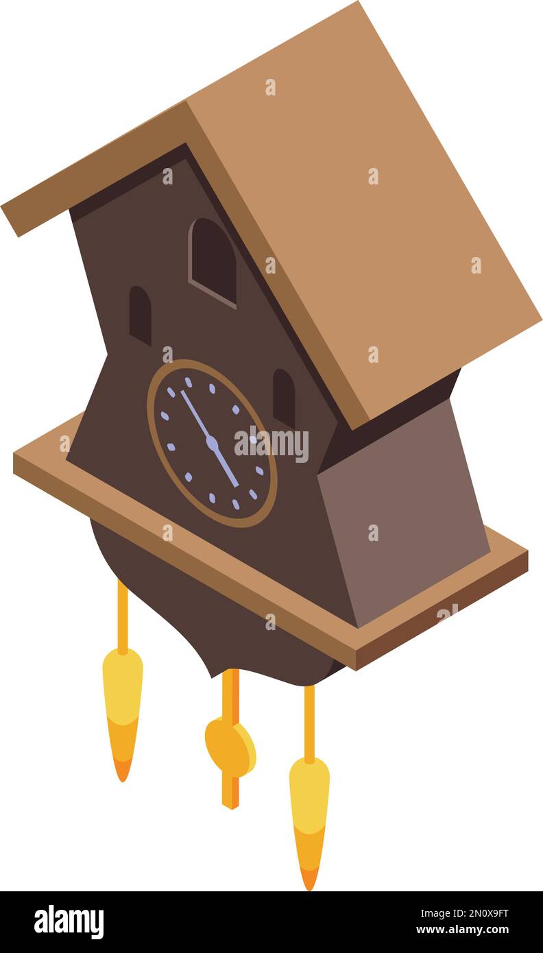 Old pendulum watch icon isometric vector. Cuckoo Clock. Wood hour Stock ...