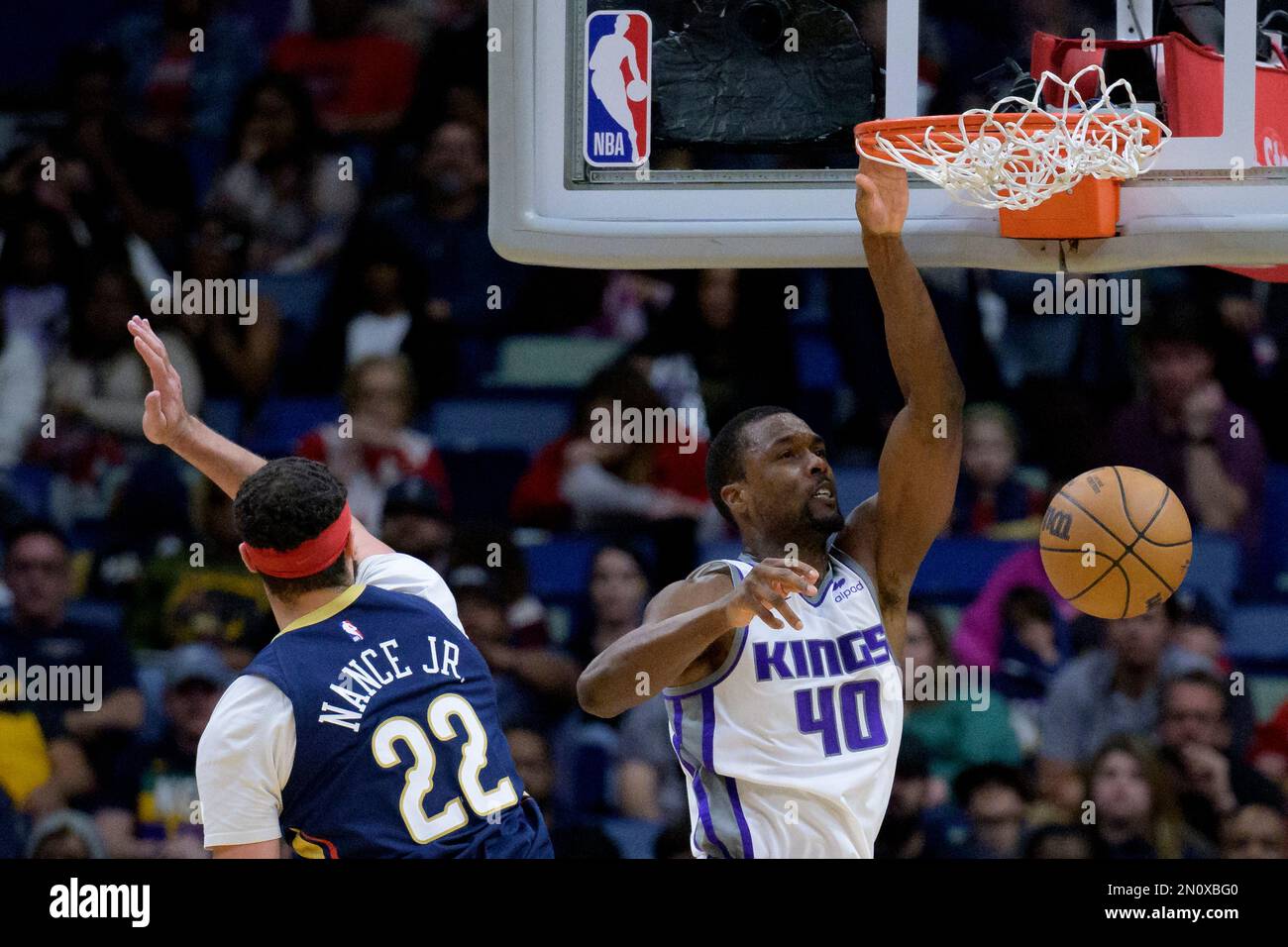 Los Angeles, United States. 24th Feb, 2023. Sacramento Kings forward Domantas  Sabonis dunked against the Los Angeles Clippers during an NBA basketball  game. Kings 176:175 Clippers (Photo by Ringo Chiu/SOPA Images/Sipa USA)