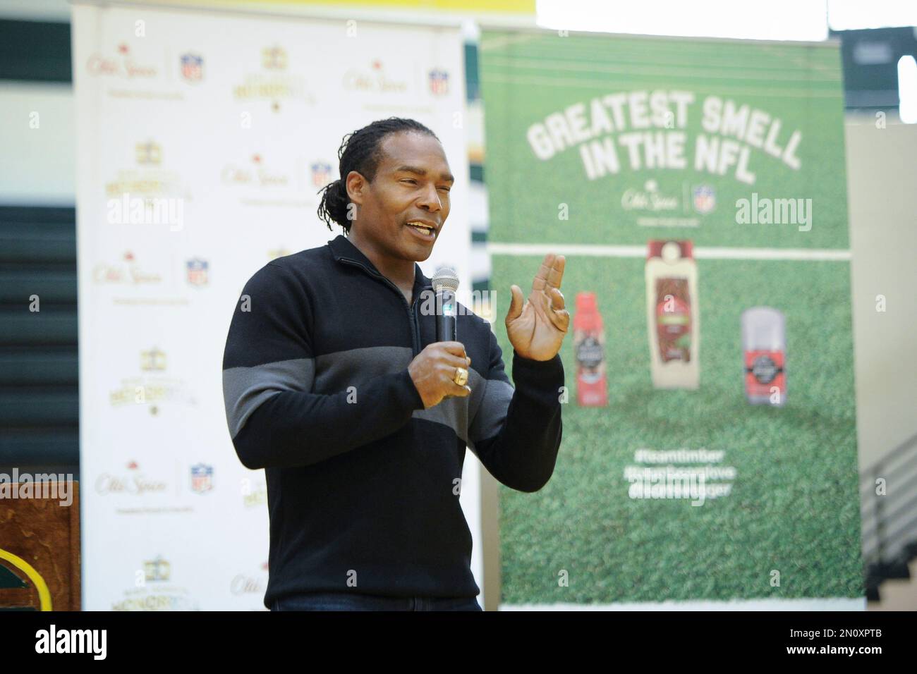 Former Atlanta Falcons linebacker and five-time NFL Pro Bowl selectee Jessie  Tuggle, teamed up with Old Spice, the Greatest Smell in the NFL, to teach  kids that self-confidence starts with smelling their