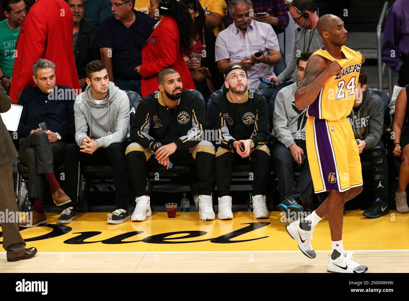 Drake Rapper At Raptor Game Rapper Drake attends the game between the Los Angeles Lakers vs. the ...