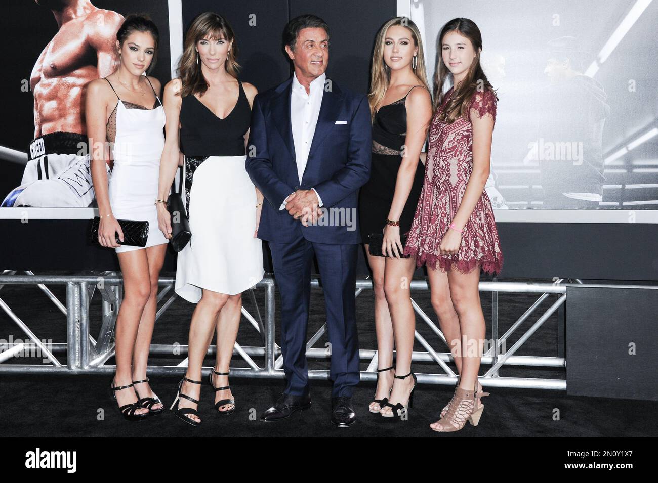 L-R) Scarlet Rose Stallone, Sistine Rose Stallone, and Sophia Rose Stallone  at the 47 METERS DOWN UNCAGED Premiere held at the Regency Village Theater  in Westwood, CA on Tuesday, August 13, 2019. (