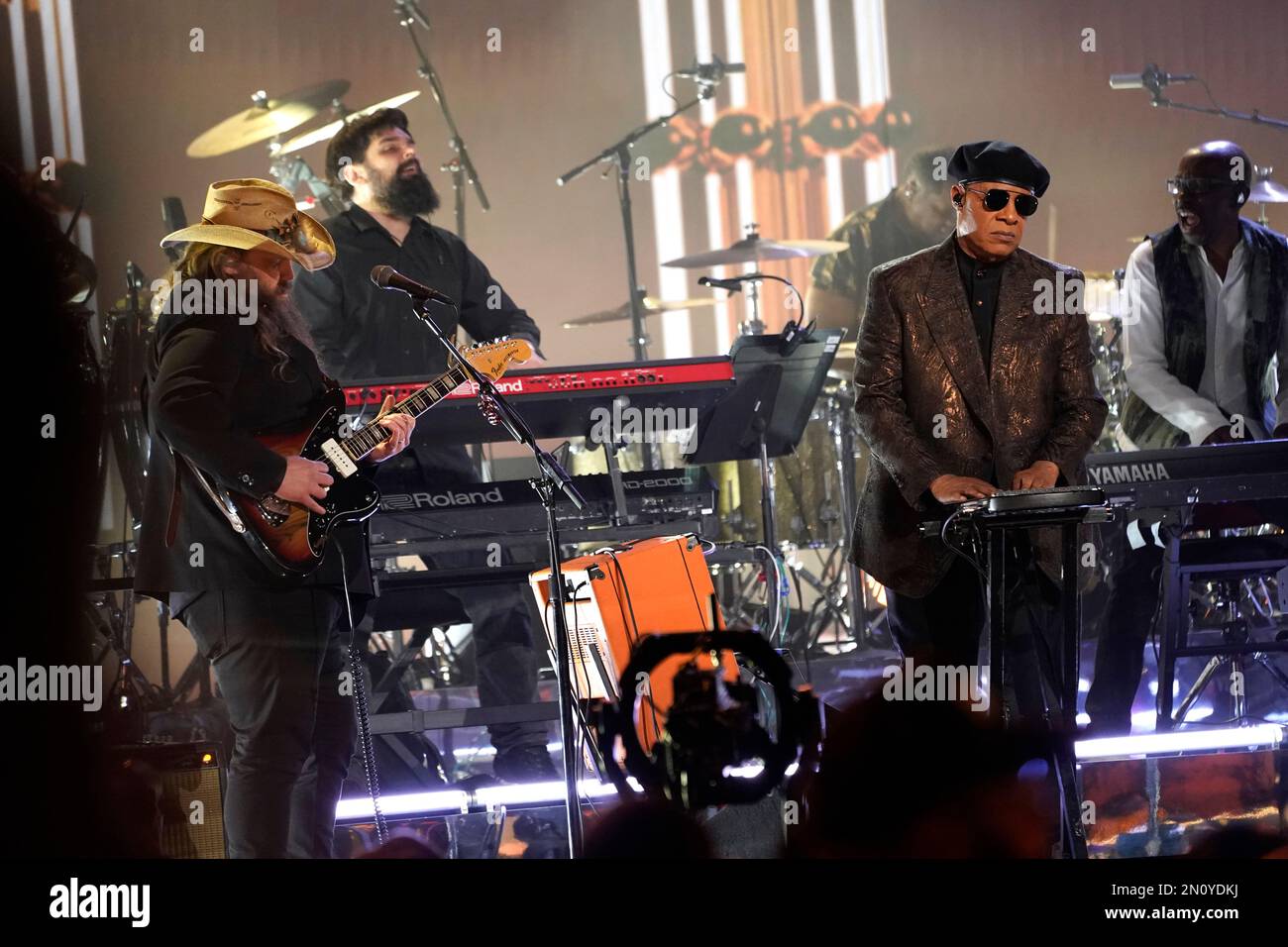 Chris Stapleton, right, and Stevie Wonder perform "Higher Ground