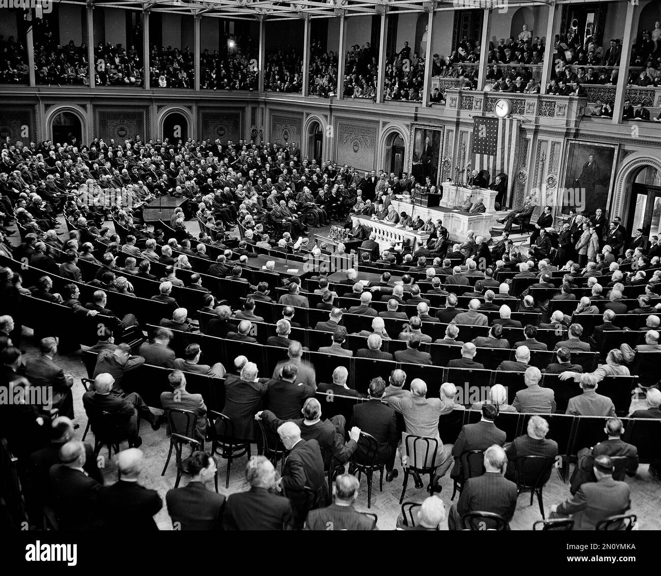 A joint session of Congress listens as President Franklin D. Roosevelt ...