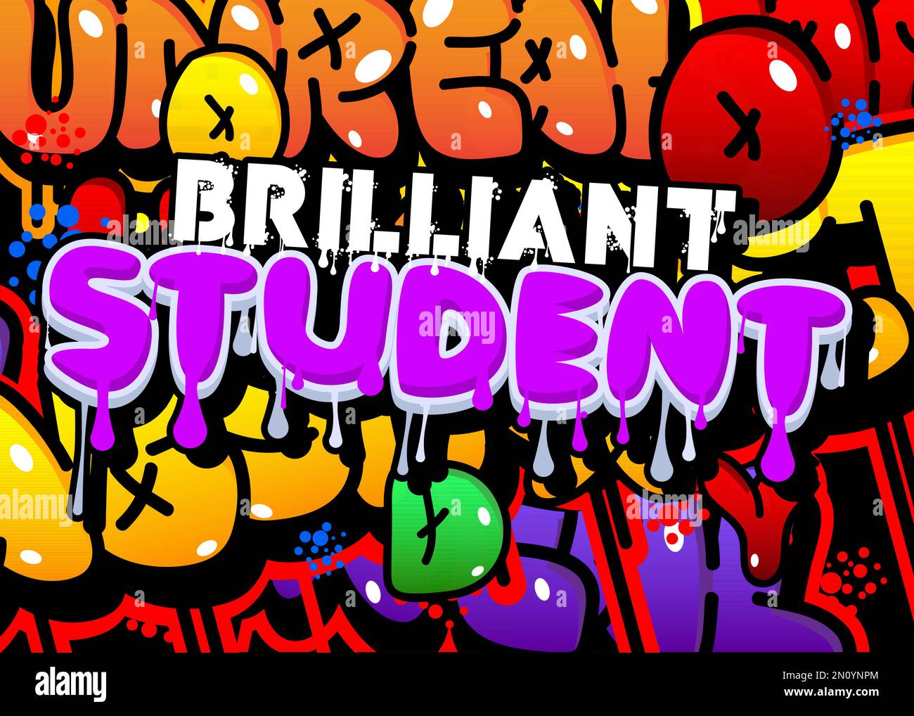 Brilliant Student. Graffiti tag. Abstract modern street art decoration