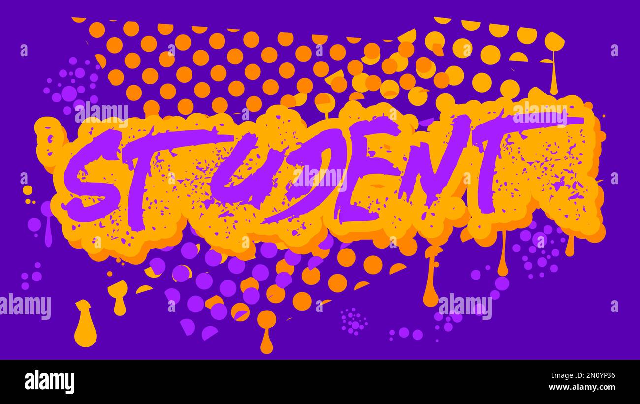 Student. Graffiti tag. Abstract modern street art decoration performed