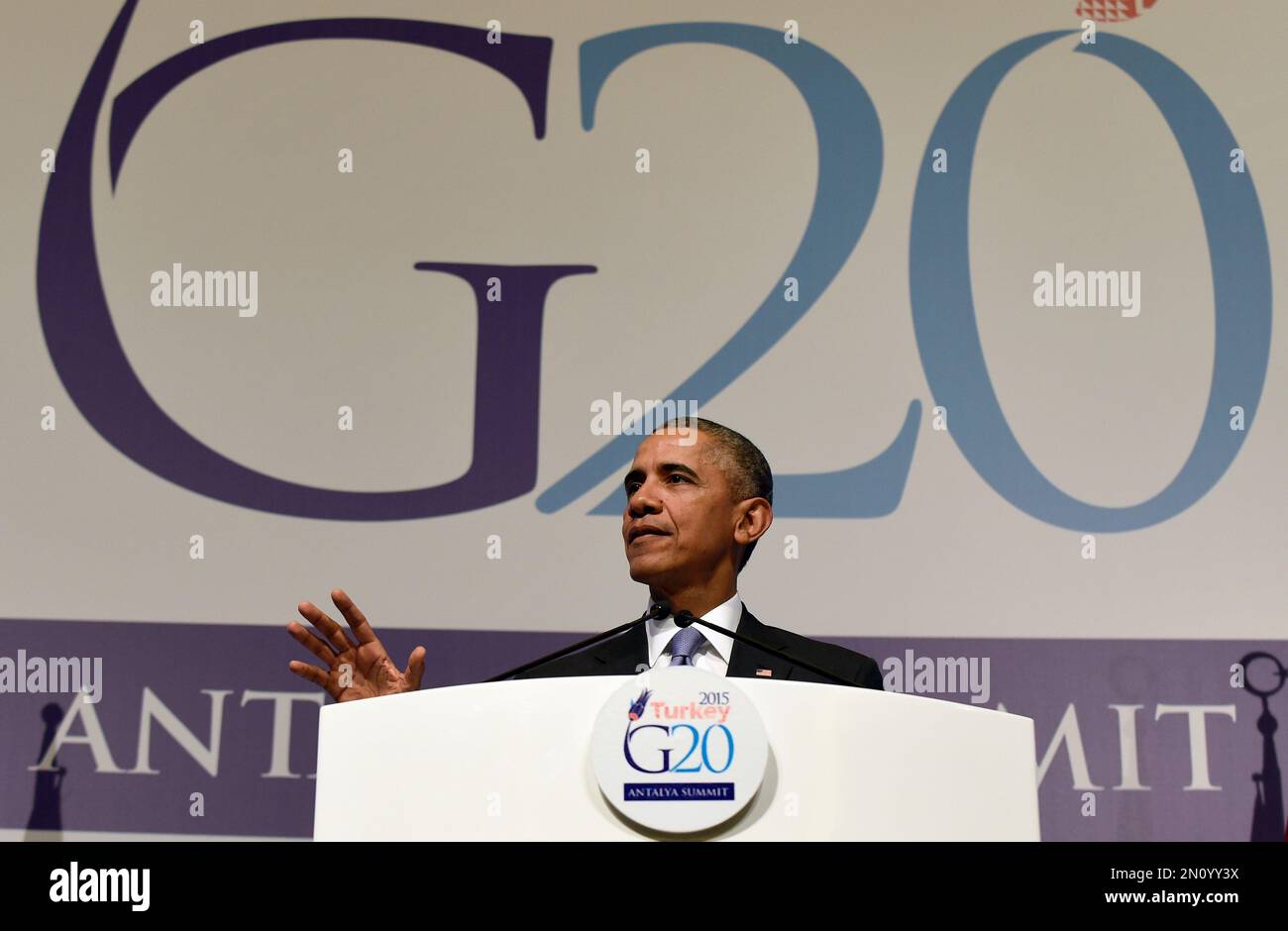 President Barack Obama speaks during a news conference following the G ...