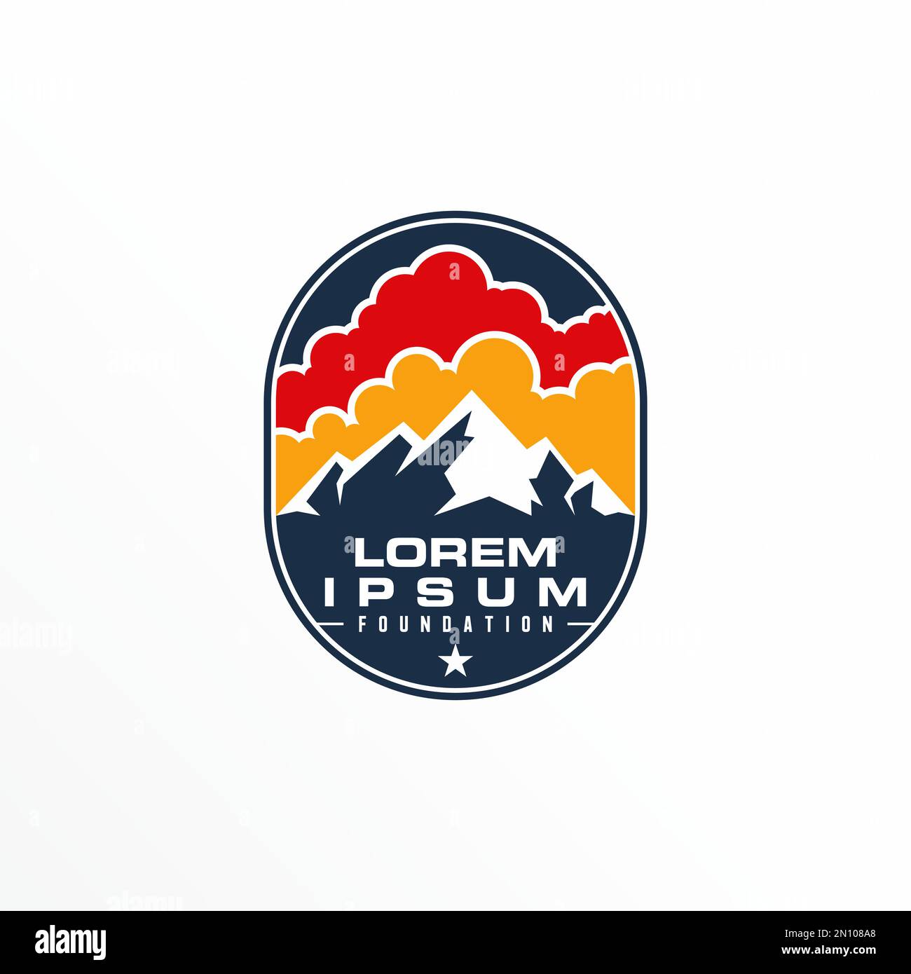 Iceberg or mountain with could in Ellipse Square emblem image graphic icon logo design abstract concept vector stock symbol related to adventure. Stock Vector