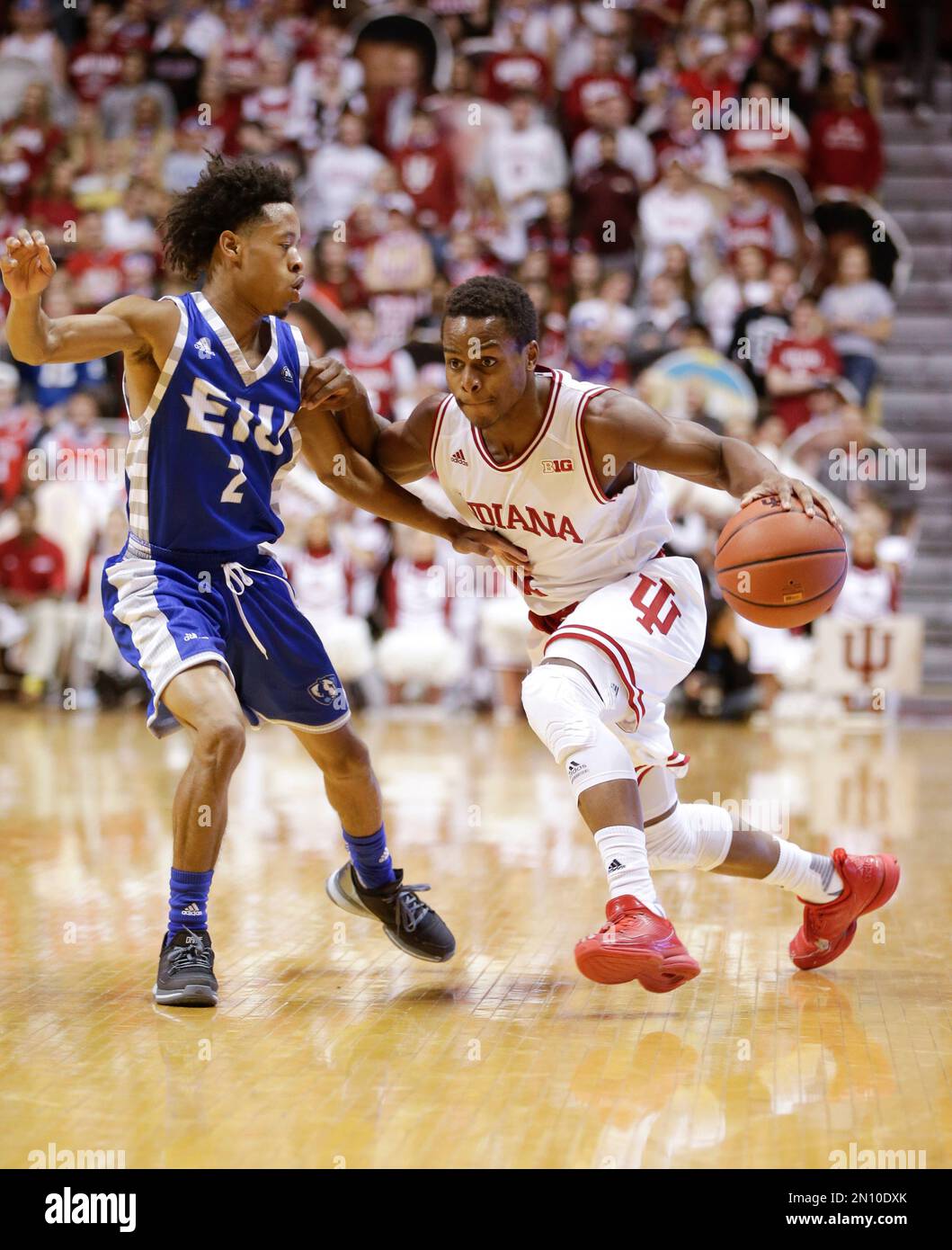 Indiana's Yogi Ferrell (11) goes against Eastern Illinois' Cornell