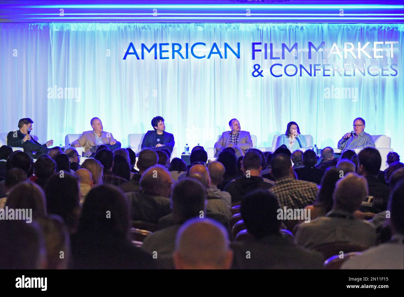 IMAGE DISTRIBUTED FOR IFTA - Paul Hertzberg, President & CEO,CineTel Films,  Inc., from left, Eric Brenner, President, ETA Films, Shaked Berenson,  Co-Founder & Producer, Epic Pictures Group, Paul Bales, Partner,The Asylum,  Arianne