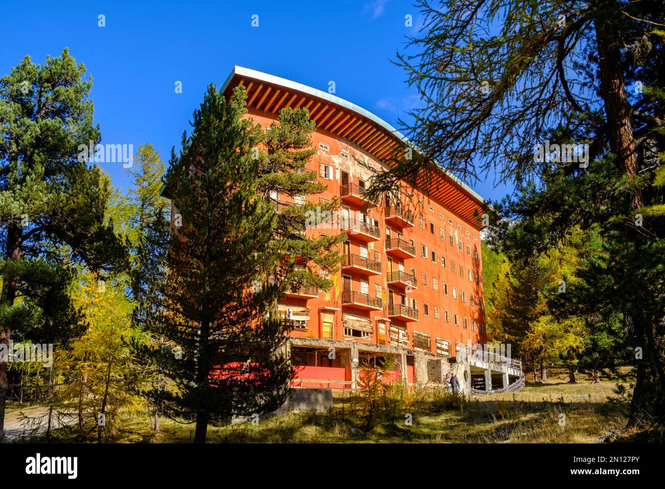 Former Hotel Paradiso, lost place, Stilfser Joch National Park, Martell Valley, South Tyrol, Italy, Europe Stock Photo