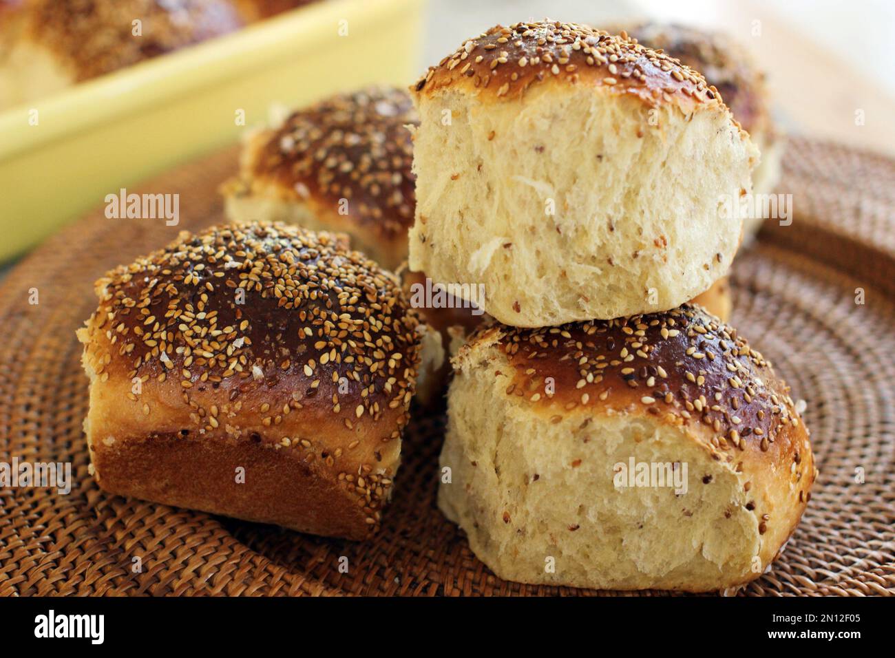 This Oct. 12, 2015, photo, shows sweet sesame dinner rolls in Concord