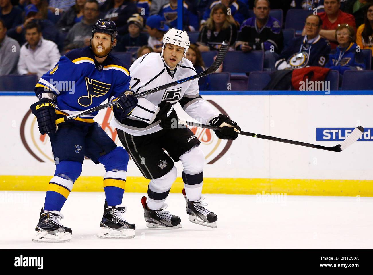 St. Louis Blues’ Steve Ott, left, and Los Angeles Kings’ Milan Lucic