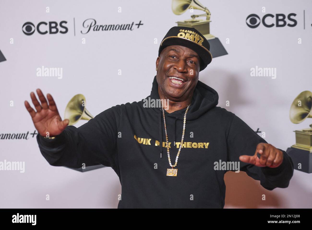 Grandmaster Flash poses during the 65th Annual Grammy Awards in Los