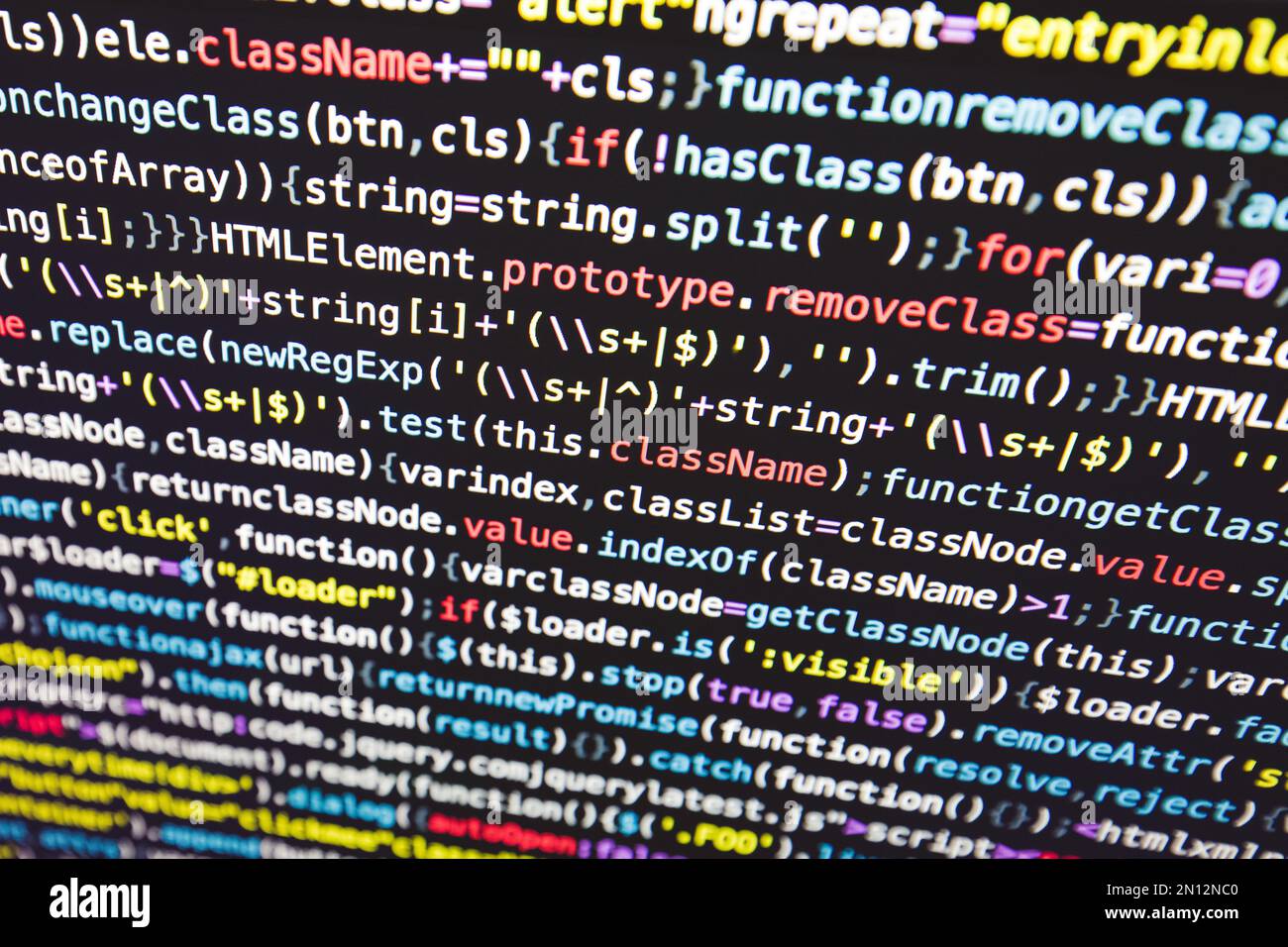 Programming code of software developer or Computer script Stock Photo ...