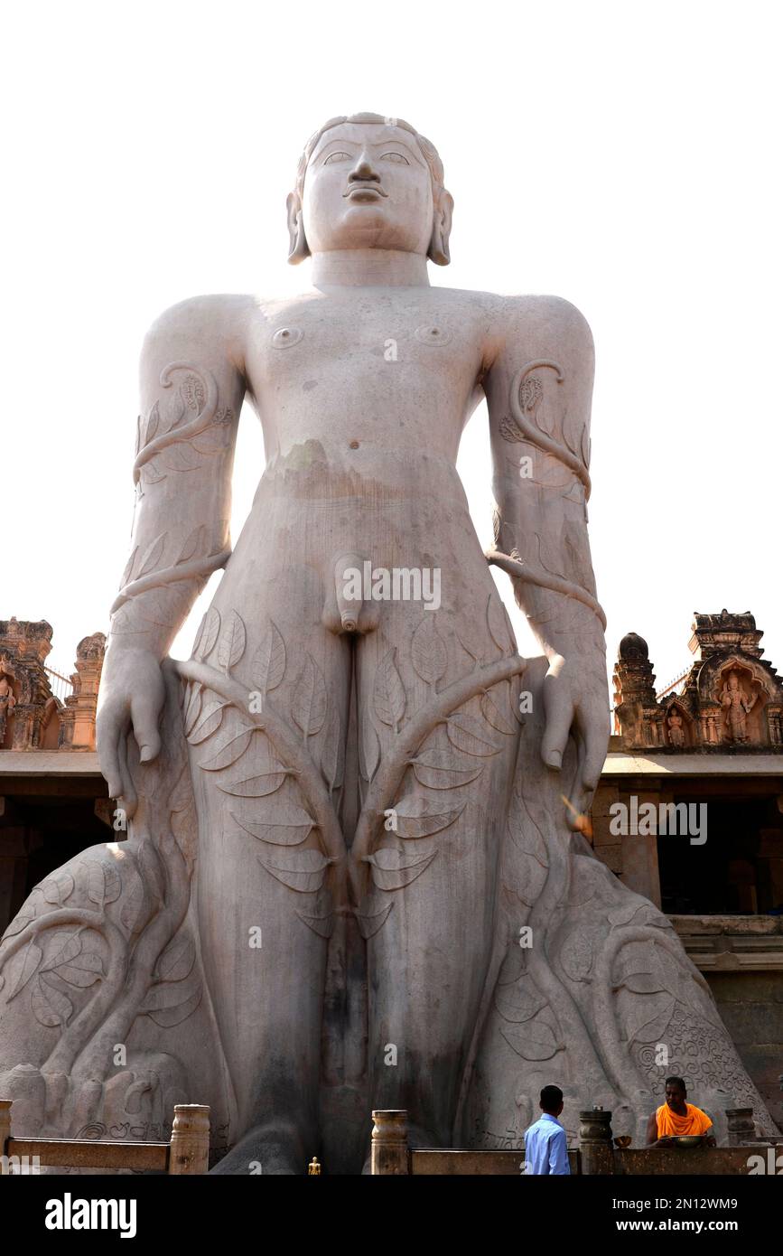 Gomateshwara statue, Jaina ascet, Jain temple on Vindyagiri Hill