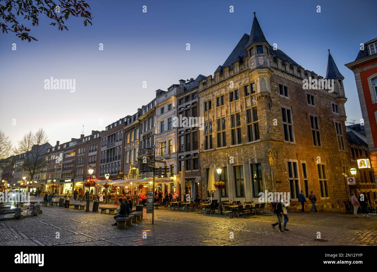 Old buildings, market, Aachen, North Rhine-Westphalia, Germany, Europe Stock Photo