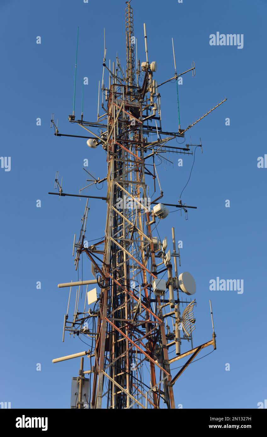 Transmission mast, antenna mast, Naples, Italy, Europe Stock Photo Alamy