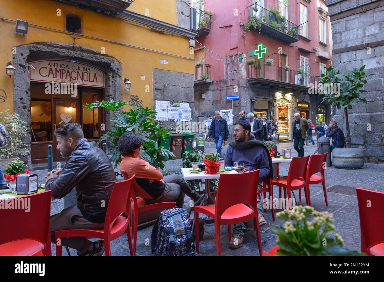 Street restaurant Pizzeria, Via dei Tribunali, Naples, Italy, Europe Stock Photo